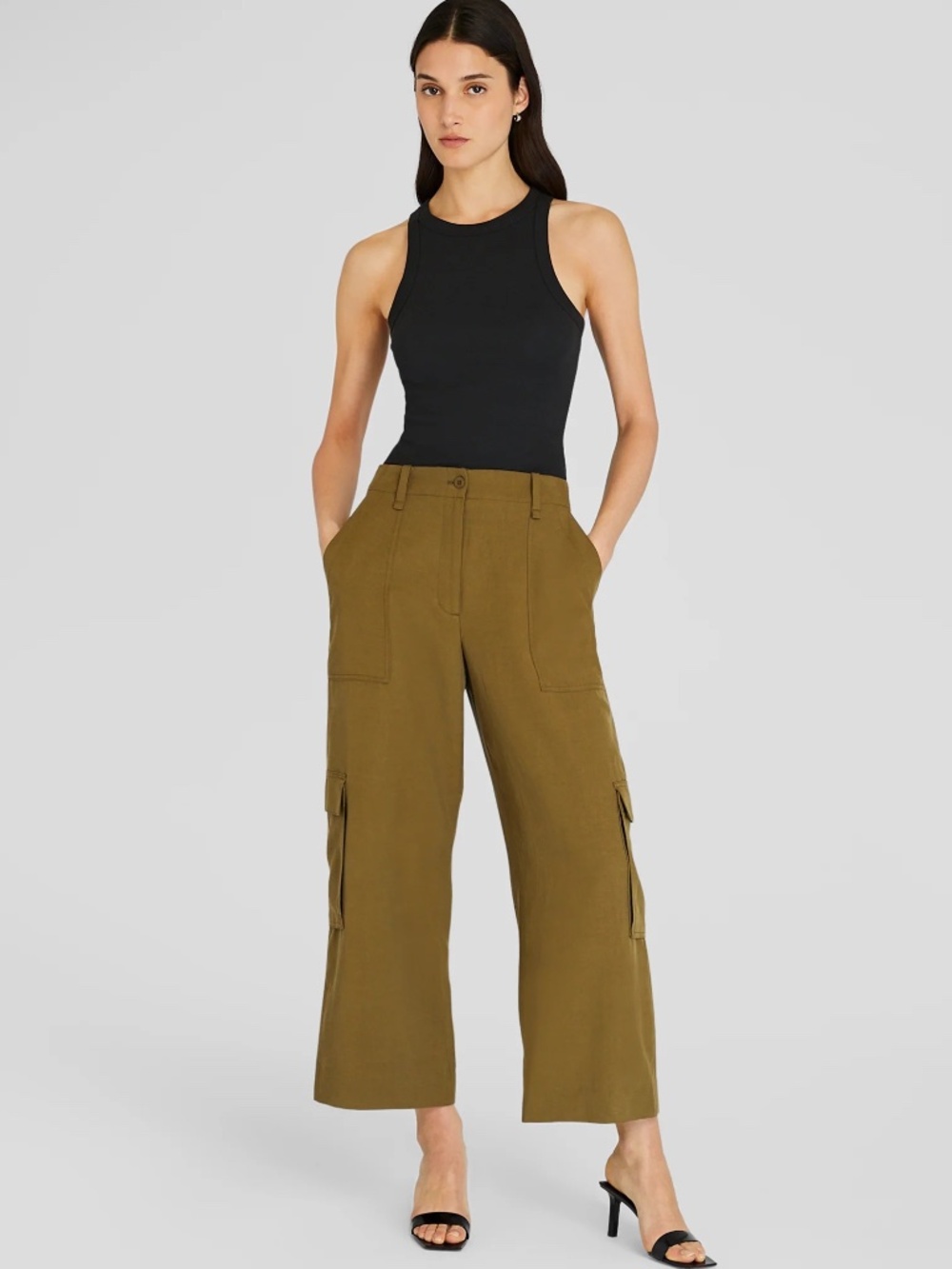 Club Monaco Olive Green Wide Leg Cargo Pants (12)